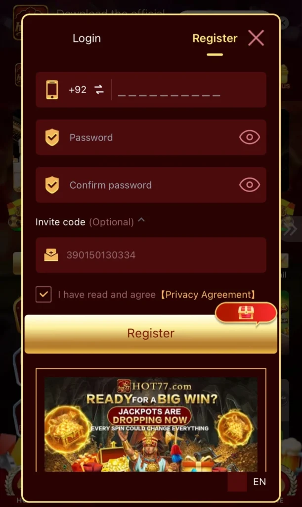 Hot777 Game Log-in