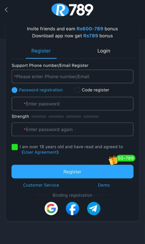 R789 Game Register